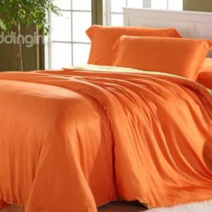 High Quality Elegant Orange 4 Pieces Tencel Bedding Sets