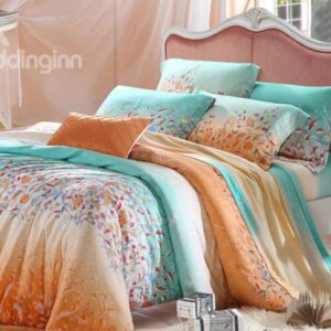 High Quality Comfortable Graceful Floral Patterns 4 Pieces Tencel Bedding Sets