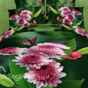 Elegant Pink Butterflies and Flowers Print 3D Duvet Cover Sets