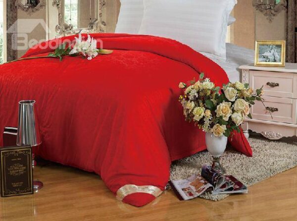 New Arrival Delicate Red Color Print 100% Mulberry Silk Summer Quilts