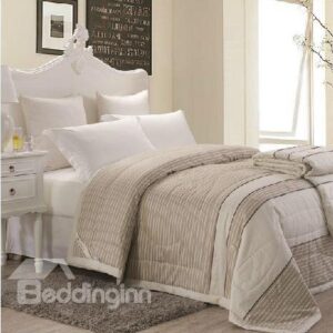 New Arrival Gray and White Stripe Pattern 100% Cotton Summer Quilts