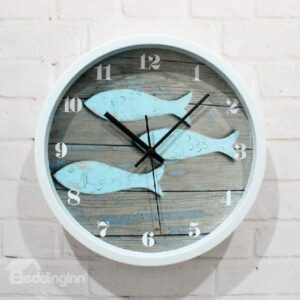 European Style Retro Old Deck and Little Fish Wall Clock