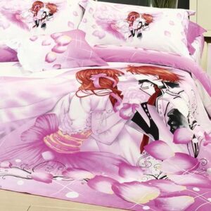 Pink Cartoon Babies Print Cotton Duvet Cover Sets