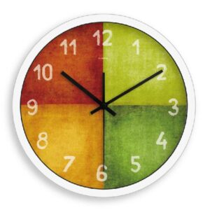 Creative Simple Style Retro Four Color Pieces Wall Clock
