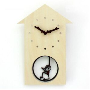 Fancy Swinging Little Monkey Design Wooden Wall Clock