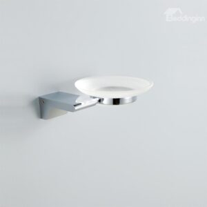 Chrome Finish Contemporary Style Brass Round Shape Wall Mounted Soap Holders