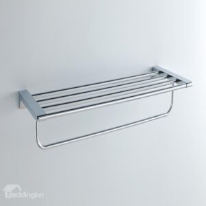 Chrome Finishd Solid Brass 24 Inch Bathroom Shelf With Towel Bar