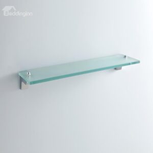 Contemporary Solid Brass Wall Mount Silver Glass Shelf-Chrome Finish