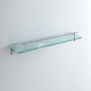 Contemporary Solid Brass Wall Mount Silver Glass Shelf-Chrome Finish with holder