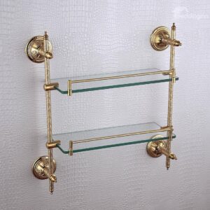 Double layer glass bracket,Brass,Golden finish