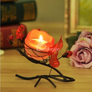 Elegant Romantic Rose Shape Iron Material Candle Holder