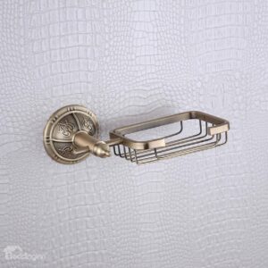 Antique Style Antique Bronze Finish Wall Mounted Brass Rectangle Shape Soap Holders Basket