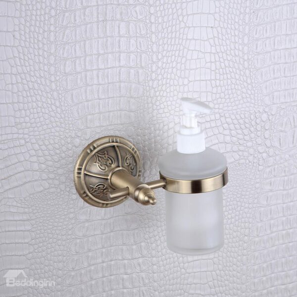 Antique Style Antique Bronze Finish Wall Mounted Brass Round Shape Liquid Soap Dispenser Rack