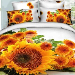 Flourishing Sunflower and Daisy Print 4-Piece 3D Duvet Cover Sets