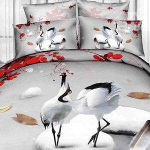 Comfortable Two Cranes on the Ice Print 3D Duvet Cover Sets