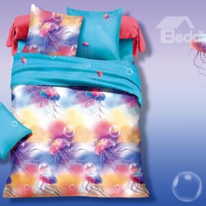 Colorful Jellyfish Flying in Water Print 3D Duvet Cover Sets