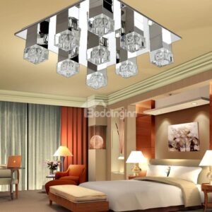 Elegant Square Shape Cryatal 12 Lights Flush Mount