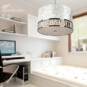Amazing Fabric Shade Cryatal 3 Lights Pendant