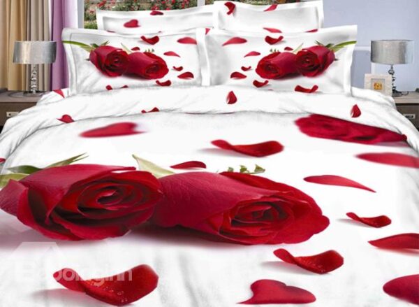 Very Nice Two Red Roses Print 3D Duvet Cover Sets