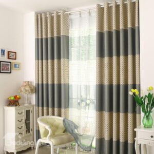 Elegant Modern Style Green Printing Grommet Top Custom Curtain