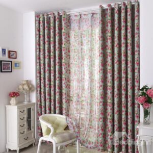 Amazing Modern Style Floral Design Grommet Top Custom Curtain