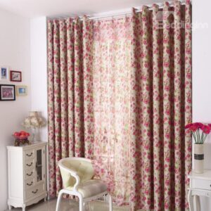 Amazing High Quality Floral Patterns Grommet Top Custom Curtain