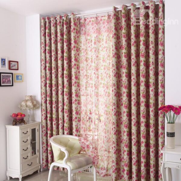 Amazing High Quality Floral Patterns Grommet Top Custom Curtain