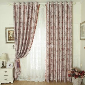 Amazing Pink Floral Patterns Design Grommet Top Custom Curtain