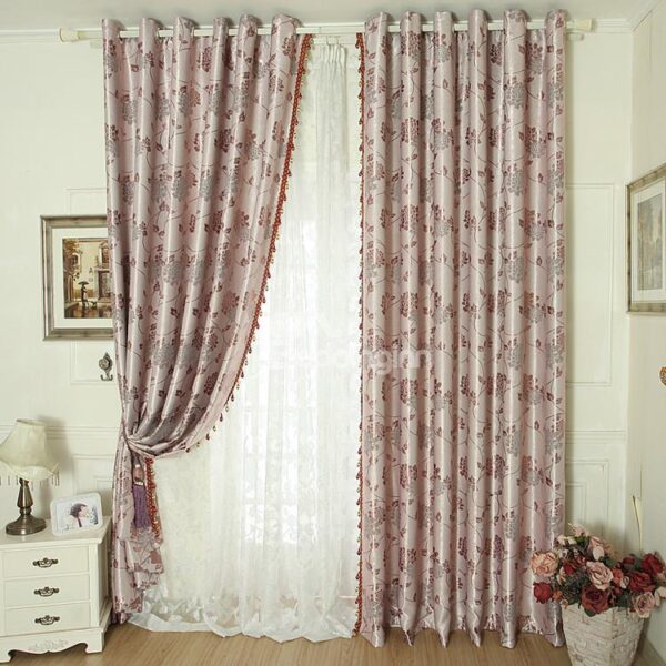 Amazing Pink Floral Patterns Design Grommet Top Custom Curtain