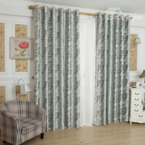 Amazing Light Blue Beautiful Patterns Design Grommet Top Custom Curtain