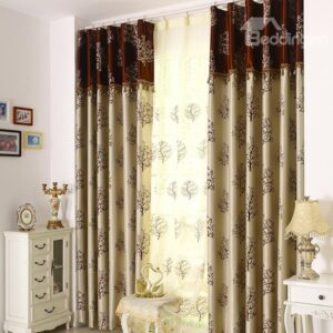 Elegant Tree Patterns Design Grommet Top Custom Curtain