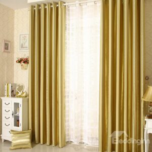 High Quality Elegant Comtemporary Strip Yellow Grommet Top Custom Curtain
