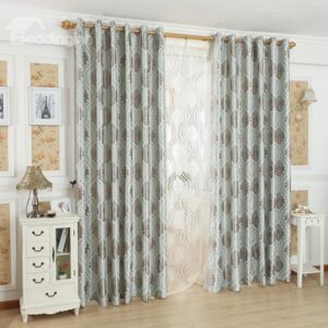 New Arrival Fantastic Comtemporary Blue Beautiful Patterns Grommet Top Custom Curtain