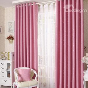 Elegant Comtemporary Beautiful Star Patterns Pink Grommet Top Custom Curtain