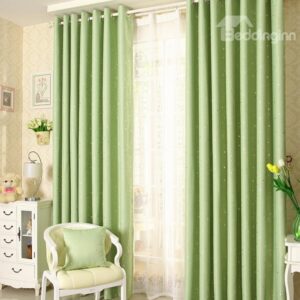Elegant Comtemporary Beautiful Star Patterns Green Grommet Top Custom Curtain