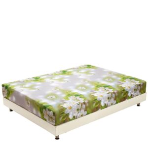 New Arrival Delicate White Blooming Flowers Print 3D Fitted Sheet