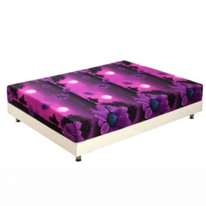 New Arrival Amazing Purple Flowers Print 3D Fitted Sheet