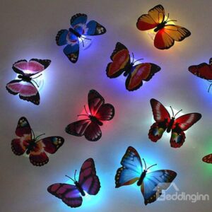 Hot Selling Amazing Creative LED Butterfly Sticky Ten Pieces Night-light