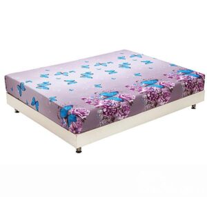 New Arrival Blue Butterfly and Purple Flowers Print 3D Fitted Sheet