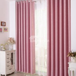 Elegant Contemporary Beautiful Heart-shaped Patterns Pink Grommet Top Custom Curtain