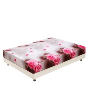 New Arrival Delicate Shiny Pink Roses Print 3D Fitted Sheet