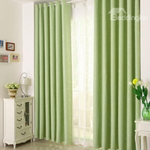 Elegant Comtemporary Beautiful Heart-shaped Patterns Green Grommet Top Custom Curtain