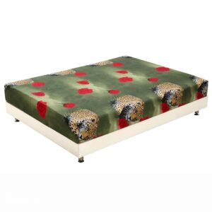 New Arrival Lifelike Leopard and Red Roses Print 3D Fitted Sheet