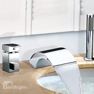 Amazing Contemporary Waterfall Chrome Finish Two Handles Widespread Tub Faucet