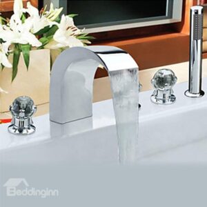 Contemporary Chrome Finish Stainless Steel Widespread Bathtub Faucets