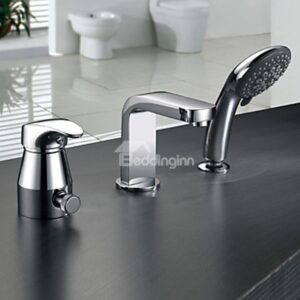 Fancy Chrome Finish Widespread Two Handles Bathtub Faucet