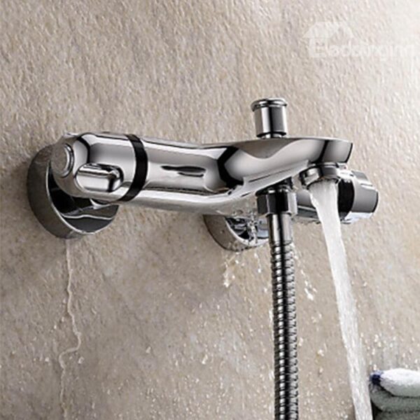 Thermostatic Chrome Finish Wall Mounted Bathtub Faucet