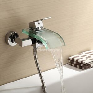 Contemporary Glass Spout Wall Mounted Bathtub Faucet