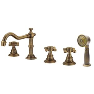 Antique Brass Finish Hand Shower Bathtub Faucet