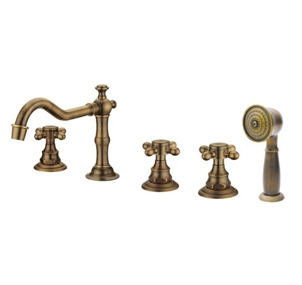 Antique Brass Finish Hand Shower Bathtub Faucet